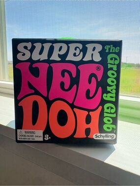 Super NeeDoh The Groovy Globe Kids Toy - Black with Pink, Orange & Green